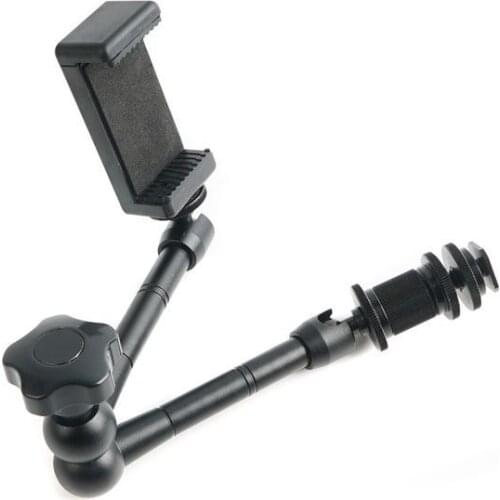 Smartphone Clamp with 11" Adjustable Articulating Magic Friction Arm For camera