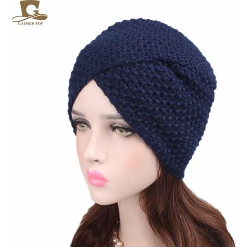 NEW winter Womens Knitted Beanie Headband Crochet Headwrap Luxury Divas Knit Turban Head wrap Twist Hijab Turbante