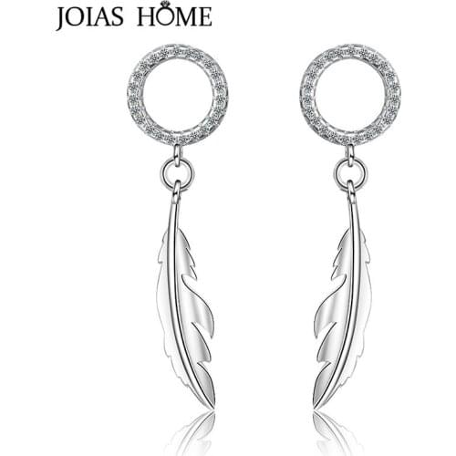 JoiasHome 925 Sterling Silver Earrings For Women With Zircon Round Shape Gemstones Silver Women Fine Jewelry Wedding Party Gift