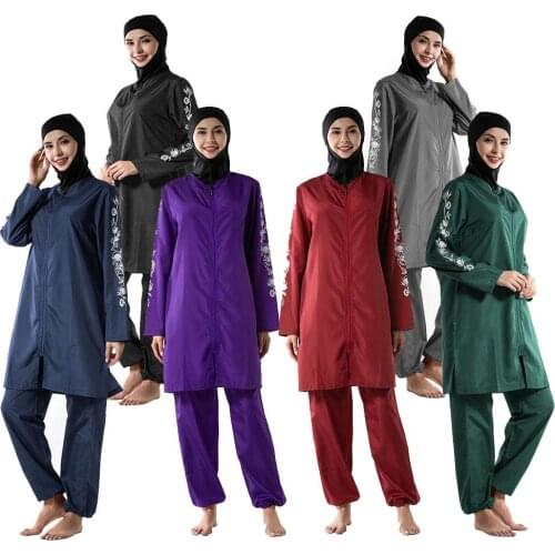 2019 Summer Muslim Modesty Swimwear Conservative Ladies Swimwear Bathing Beachwear Fashion Beachwear Swimsuit Sets New