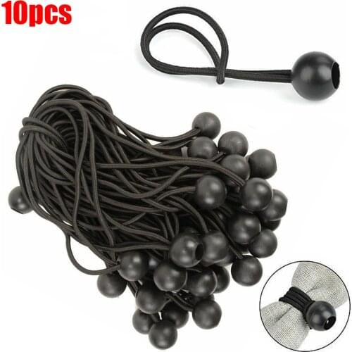 10PCS Black Rubber Wire Plastic Elastic Rope Loop Cord Bungee Ball Cord Pack Shock Ties Water Bottle Fixed Outdoor Fixing Tools
