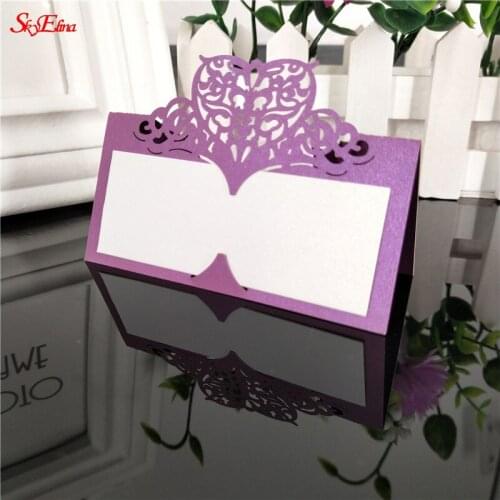 10pcs Laser Cut Heart Shape table Place Cards Wedding Name Cards Wedding Event Laser Cut Flower Decoupage 5ZSH871-10