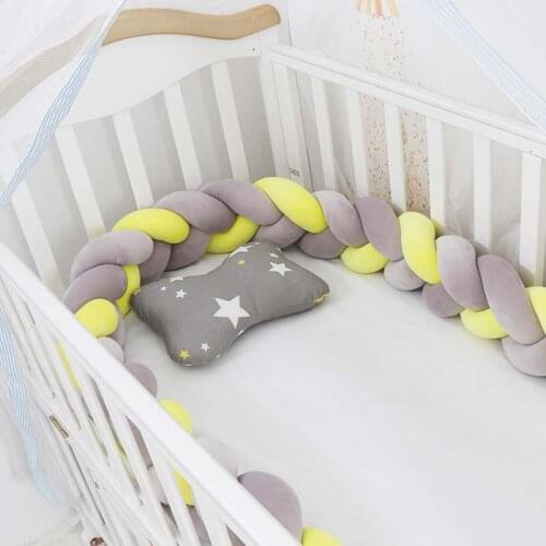 150cmBaby Bumper Bed Braid Knot Pillow Cushion Bumper for Infant Kids Crib Protector Cot Bumper Room Decor Anti-collision Bumper