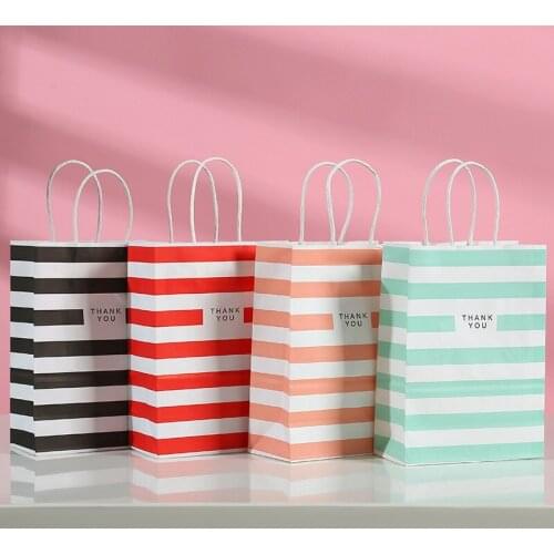20PCS 21x15x8CM Kraft Paper Bags Striple Handles Gift Jewelery Packing bags for Wedding Baby Birthday Christmas Party bags