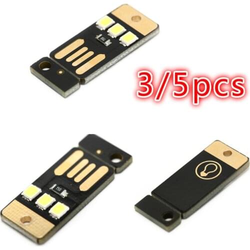 3/5pcs/lot Mini Pocket Card USB Power LED Keychain Night Light 0.2W USB LED Bulb Book Light For Laptop PC Powerbank Night Lamp