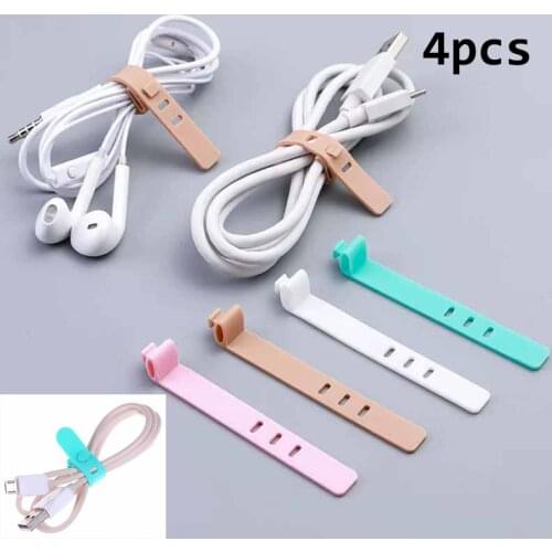4Pcs Creative Travel Accessories Silica Gel Cable Winder Earphone Protector USB Phone Holder Accessory Packe Organizers