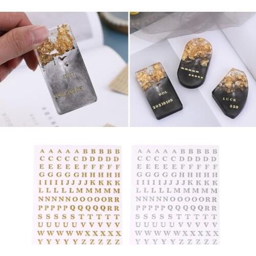 5 Sheets Metal English Letters Stickers Epoxy Resin Mold Fillings Jewelry Making Filler Material DIY Art Crafts Decoration