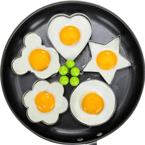 5pcs tainless Steel 5Style Fried Egg Pancake Shaper Omelette Mold Mould Frying Egg Cooking Tool Kitchen Accessories Gadget Rings