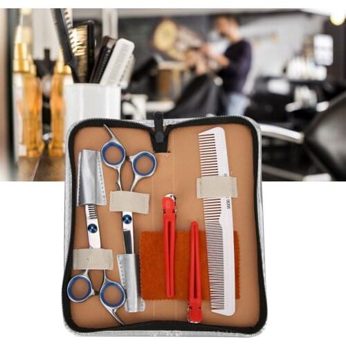 5Pcs PortableBarber Tools Combination Scissors Bag Salon Home Barber Shop Professional Hairdressing Tools Convenient Storage Set