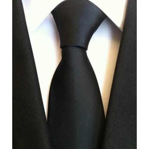 8cm New Classic Ties Businessmen Solid Black Necktie with Stripes