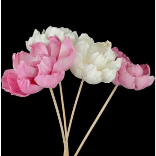 Lychee Life 1Pcs Peony Flower Aromatherapy Rattan No Fire Aroma Diffuser Sticks Home Living Room Aromatic Incense Decoration