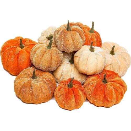 Handmade Velvet Pumpkins Decor Super Soft Stuffed Pumpkin Exquisite Artificial Pumpkin Foam Simulated Cute Pumpkins Dolls