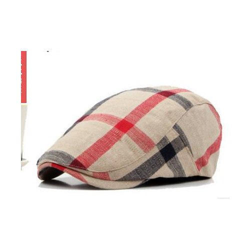 1pcs/lot classic style man casual plaid cotton linen berets cap male spring autumn berets 55cm-59cm