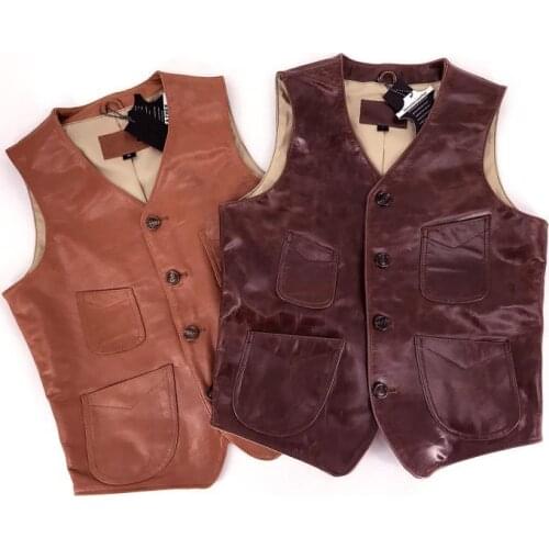 Free shipping,100% Genuine leather jacket,mens Wax oil cowhide vest.brown vintage jackets,quality slim vest,style coat
