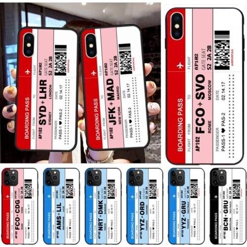 Air Ticket Plane Boarding Pass Phone Case for iphone 12 pro max 11 pro XS MAX 8 7 6 6S Plus X 5S SE 2020 XR case