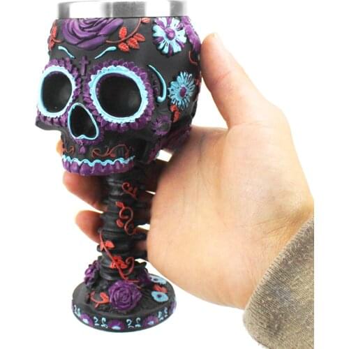 Flower goblet wine glass shooter gun tankard cup medieval England skull Cup Christmas Halloween gift red wine cup wine glasses
