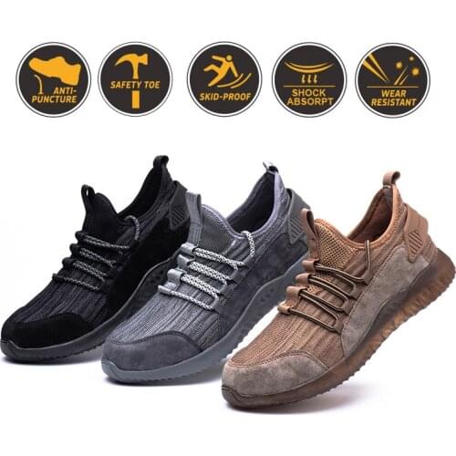 Mens Outdoor Steel Toe Anti Smashing Protective Work Shoes Boots Men Puncture Proof Safety Shoes Anti-slip