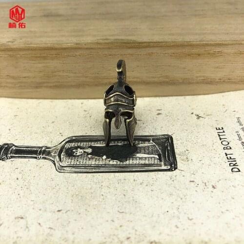 EDC Brass Knife Bead Warrior Helmet Survival Bracelet Paracord Bead Flashlight Pendant