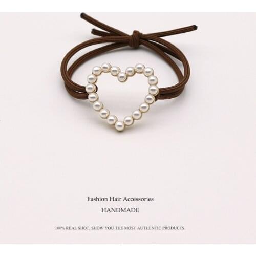 Euhra High elastic Coffee Rubber Bands for womens Gold Silver Pearl Geometric Elastic Hair Bands for Girls hair accessories