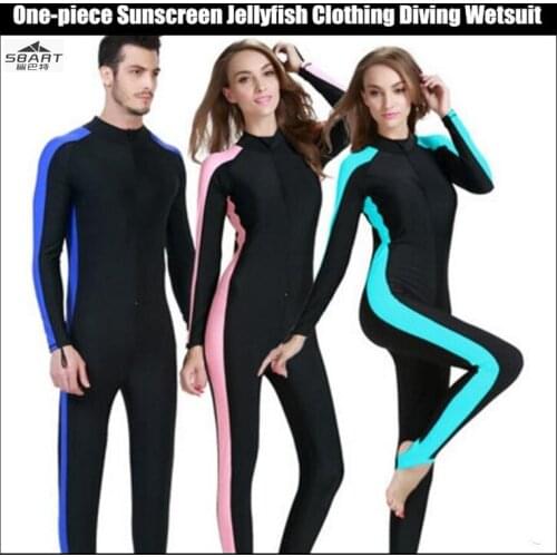 Sbart 1008 Diving Wetsuit,Men&Women Couple Surfing Swimsuits,Sunscreen Anti-UV Step Foot Pants One-piece Jellyfish Swimwear 4XL