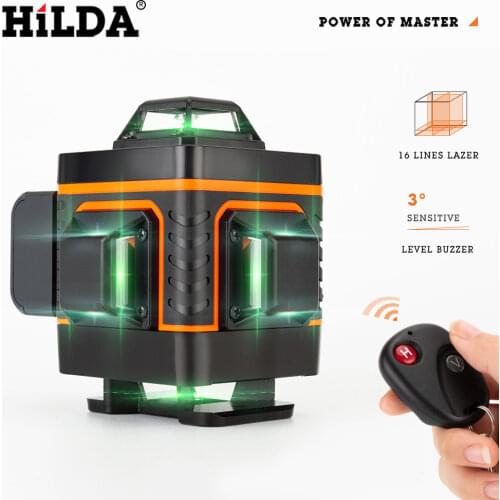 HILDA 12/16 Lines 3/4D Laser Level Level Self-Leveling 360 Horizontal And Vertical Cross Super Powerful Green Laser Level