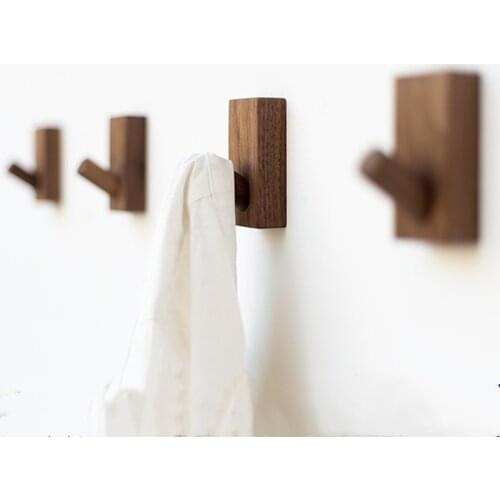 Nordic Beech/Walnut Wood Clothes Hooks Hangers Coat Racks Wooden Art Design Robe Hook Home Decoration Accessories For Bag Hat
