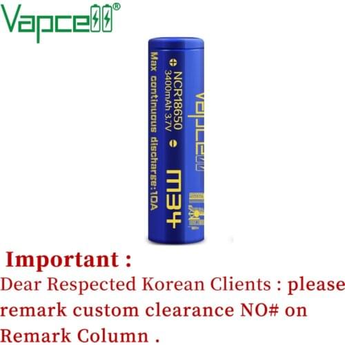 Vapcell NCR 18650 3400 mah 10A M34 Rewrap Tesla NCR18650 3.7V Li lon Battery Lithium Rechargeable Cells For Flashlight