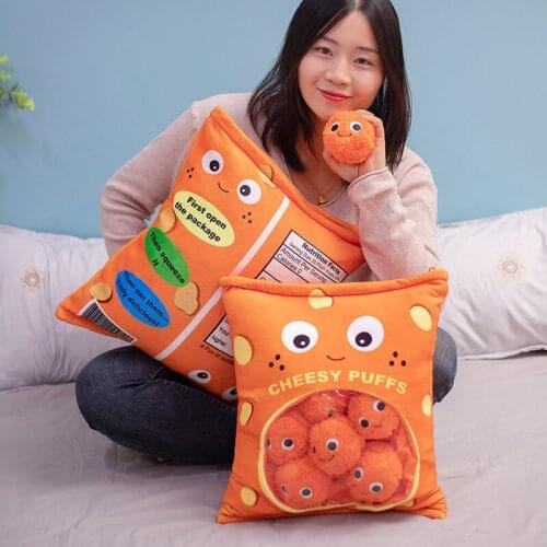 A Bag of Cheesy Puffs Toy Snack Pillow Plush Puff Toy Kids Toys Stuffed Soft Birthday Christmas Gift for Child Food Pillow Toy