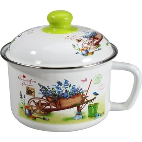 1.2L with lid enamel bowl fresh bowl student cute glass cover instant noodle cup canteen lunch box fast food cup box