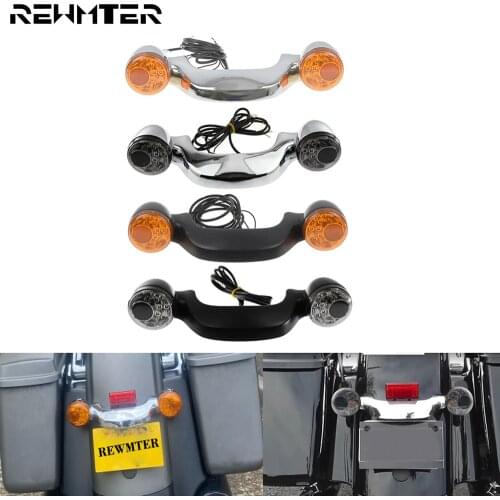 Motorcycle LED Rear Turn Signal Brake Light Bar Smoke/Amber Lens Black/Chrome Taillight Lamp For Harley Touring10-19 Road King