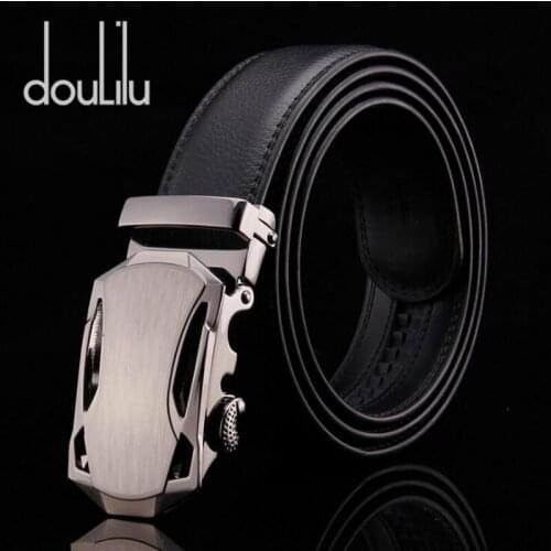 Mens Jeans Belt 100% Genuine Leather High Quality Metal Automatic Buckles Vintage Black Long Strap Luxury Brand Belts For Men