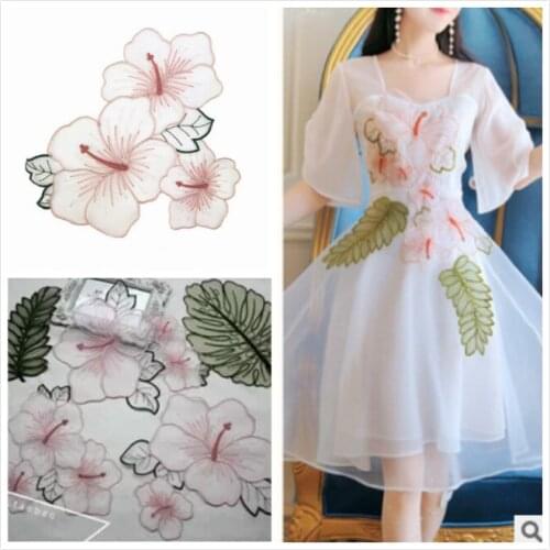 European five-piece Set beautiful Large Fairy Flower Green Leaf Organza Embroidery Lace ClothClothing Decoration Accessories
