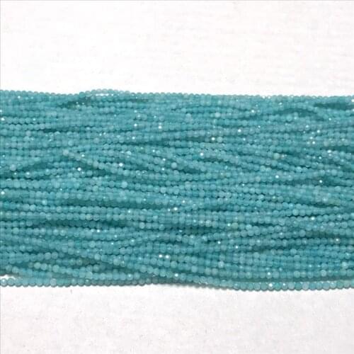Natural Blue Amazonite stone 2-5.5mm new faceted Round loose beads diy woman jewelry