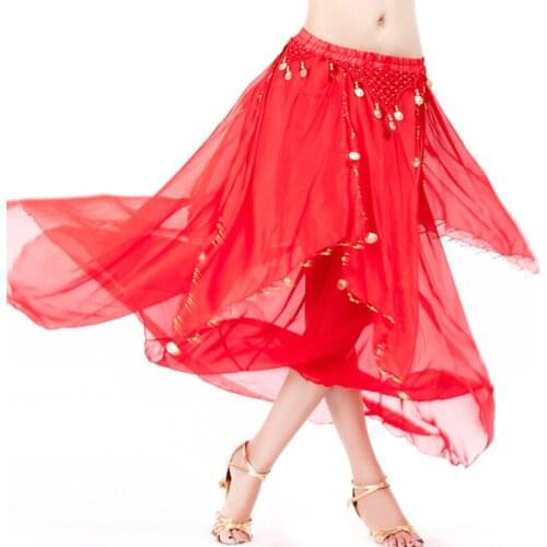 2020 New Women Belly Dance Skirt Adult Training Skirt Belly Dance Trousers Tribal Sequins Skirt Spandex