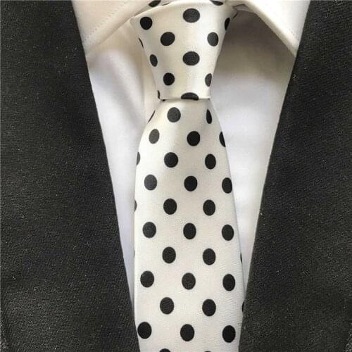 NEW 5cm Tie Casual Skinny Necktie White with Big Black Dots Gravata to Match Dress Shirt