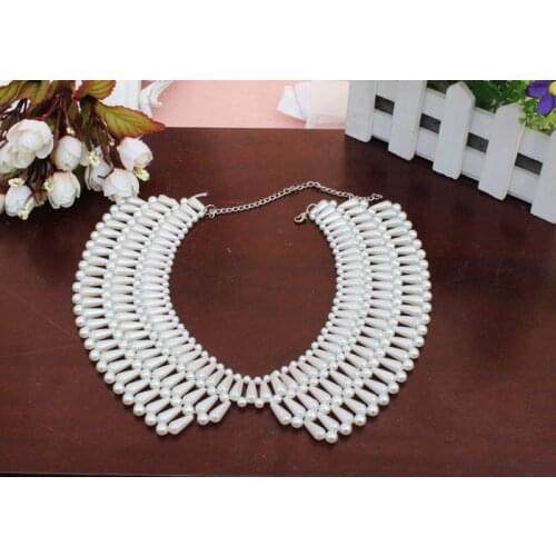 Wholesales fashion fake pearl fashion beading women colla European big exaggerated gem sweater pearl necklace fake collar woman
