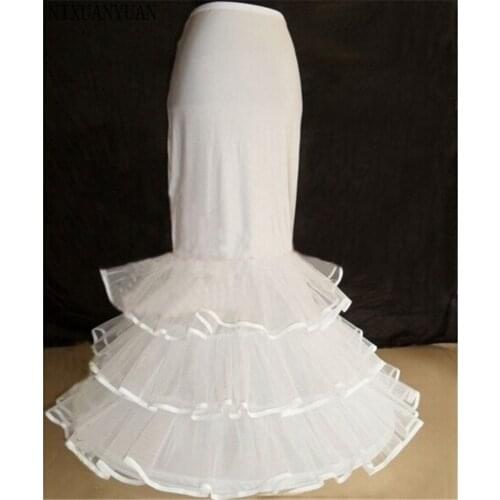 Wholesale New Long Bride Petticoats White 1 Hoop 3 Layers Formal Dress Underskirt Crinoline Mermaid Corset Wedding Accessories