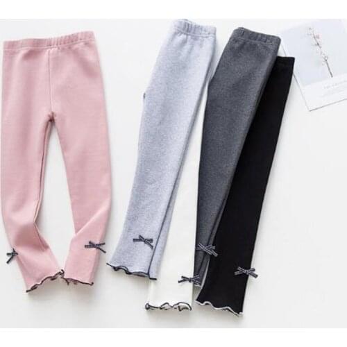 Autumn And Winter Childrens Pants 95% Cotton Thick Childrens Leggings Bow Girls Leggings Korean Girls' Pants 3-8 Years