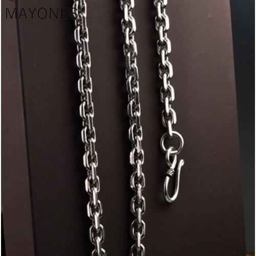 2.5MM 3.3MM 5MM Width 100% Real 925 Sterling Silver Necklace pendant Thick long Chain Men women Gift Thai silver Retro Chain