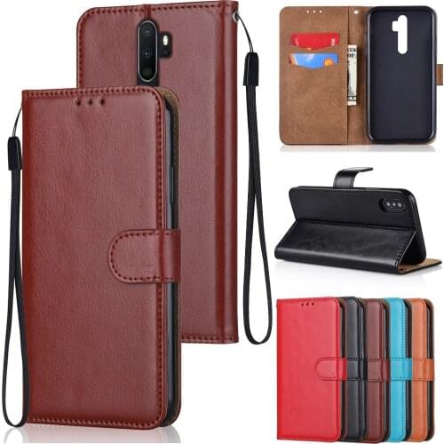 Luxury Pu Leather Case for OPPO A5 A9 2020 A11 A11x Funda Cards Wallet Stand Holder Book Style Phone Cover with Strap
