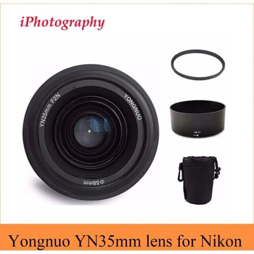 Yongnuo YN35mm F2N lens Wide-angle Large Aperture Fixed Auto Focus Lens+58mm UV filter +lens bag+Lens Hood For Nikon Two Choice