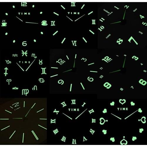 2020 Hot Luminous Wall Clock Modern 3D DIY Home Decoration Luminous Mirror Sticker Fashion Trendy Wall Art Sticker Clock 47 inch