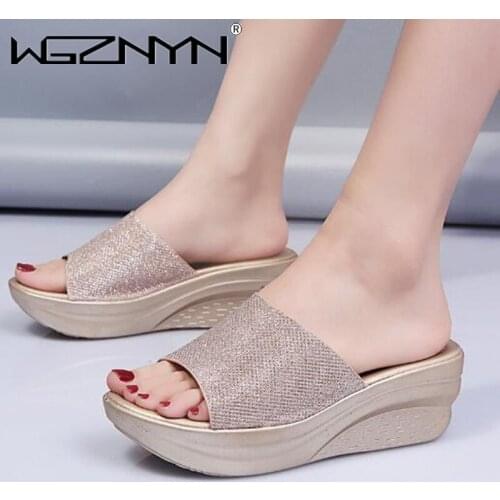 Women New Slippers Summer Platform Wedge Open Toe Casual Shoe Ladies Color Mixing Slide Beach Shoes Woman Zapatos De Mujer 2021