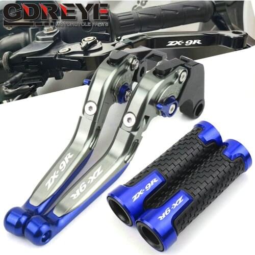 Brakes-Cluth For Kawasaki ZX9R ZX-9R 1998 1999 Motorcycle CNC Adjustable Foldable Brake Clutch Lever Handle Grips ZX 9R LOGO