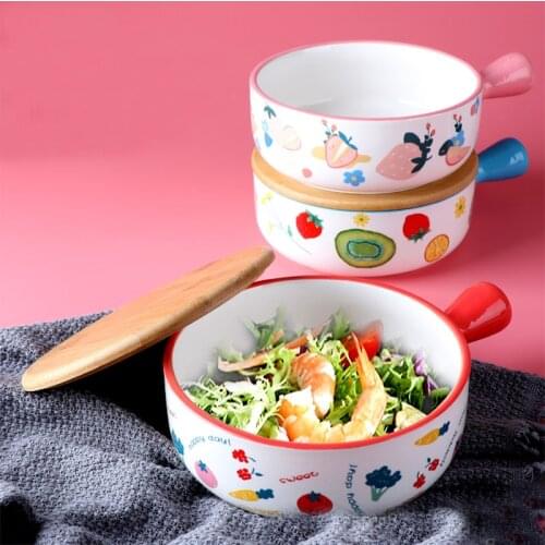 Japanese Ramen Bowl Salad Rice Pasta Bowl Fruit Soup Noodle Bowl Microwave Ceramic Dinnerware 650ml