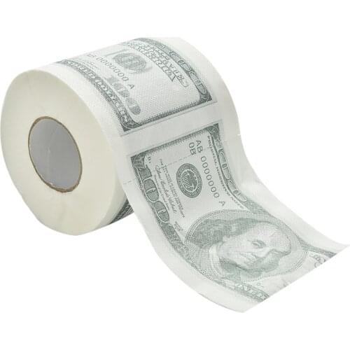 Funny America US Dollars Tissue Novelty $100 TP Money Roll Gag Gift One Hundred Dollar Bill Printed Toilet Paper