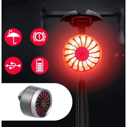 Smart Bicycle Flashlight Bike Rear Light Auto Start/Stop Brake Sensing Waterproof LED Charging Cycling Taillight