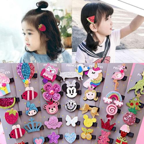 5pcs/set Unicorn Sequins Hairpins Hair Clips for Girls Hair Accessories Set Bow Animal Fruit Barretes Childrens Hairgrips