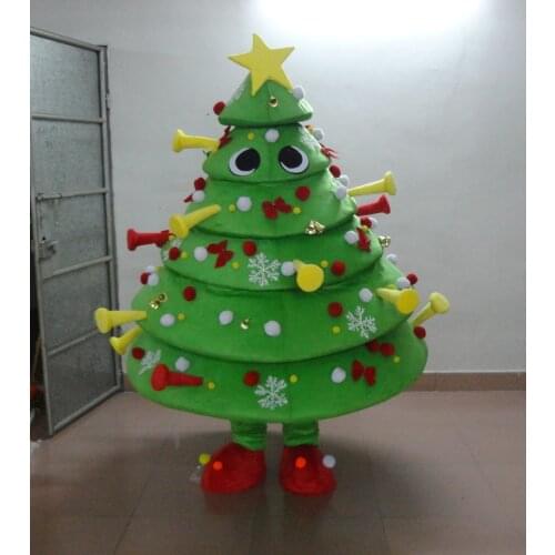 Green Christmas Tree Mascot Costume Free Shipping for Halloween party event
