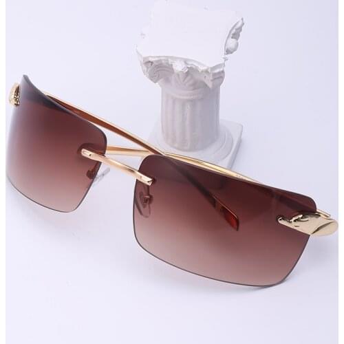 Rimless frameless female sunglasses 2021 luxury brand rectangle sunglasses for man with a box vintage ladies sunglass shades
